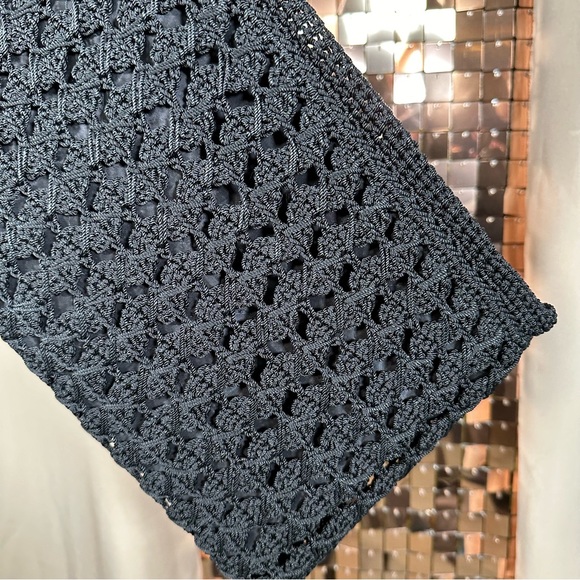 Vintage Micro Knit Crochet Black Wristlet Clutch - Picture 8 of 16